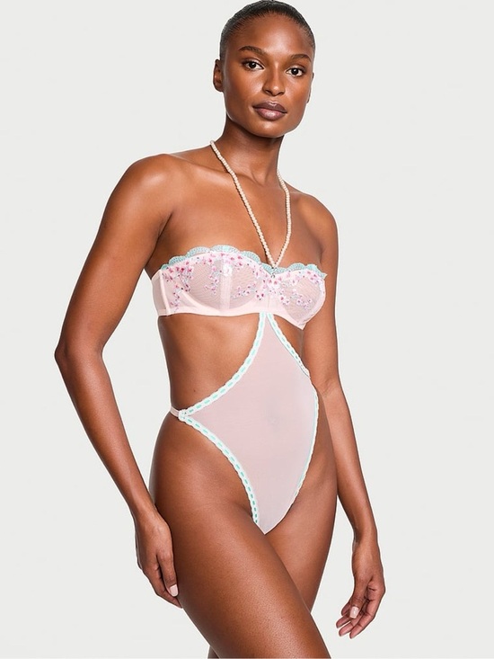 Victoria's Secret Other - Victoria's Secret Cream Mesh Lingerie with Mint Trim M new